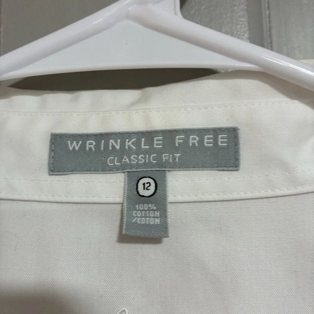 Foxcroft Wrinkle Free White Embroidered Button Shirt Women's Size 12 Classic Fit - Picture 2 of 15